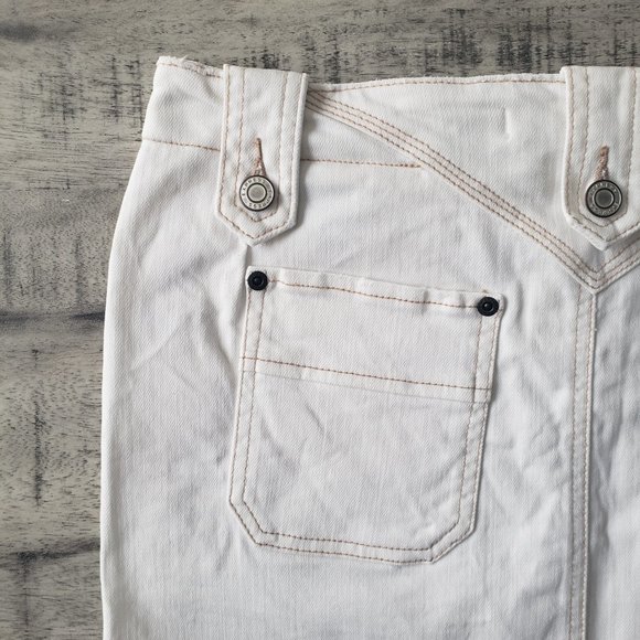 Y2K Express White Washed Button Fly Denim Skirt - Picture 6 of 11